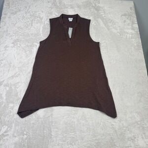 NWT Chicos Women's Tunic Tank Top Cotton Slub Knit‎ M 8-10 Sleeveless Brown